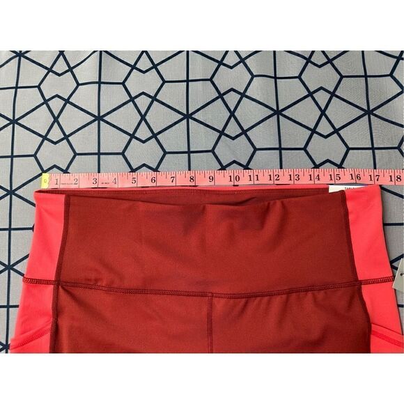 Ideology Women’s High Rise Side Pockets Colorblock 7/8 Leggings Red Pear Size XL - Picture 10 of 11